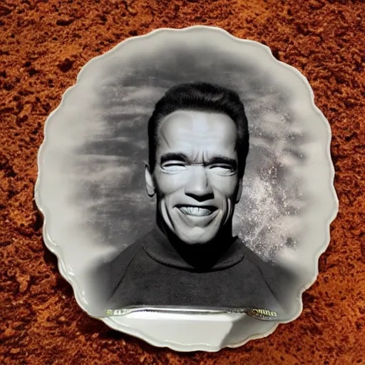 Image similar to a photo of arnold schwarzenegger made out of schwarzwalder kirschtorte