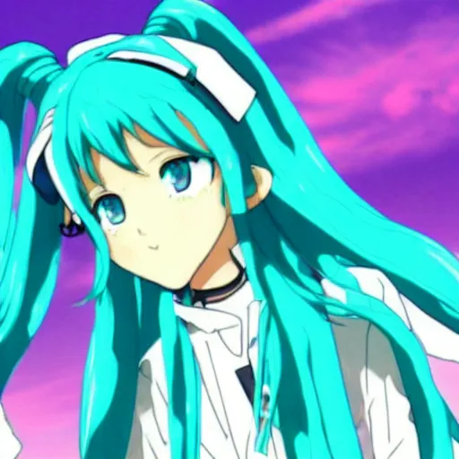 Prompt: Jesus cosplaying hatsune miku in the style of Shinji Aramaki, anime, scene, character