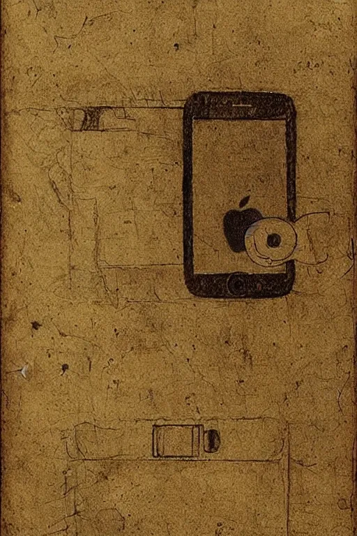 Prompt: “Early drawing of iPhone by Leonardo da Vinci”