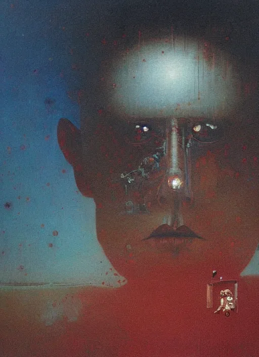 Image similar to A painting of Elon Musk in style of Beksinski. Very detailed