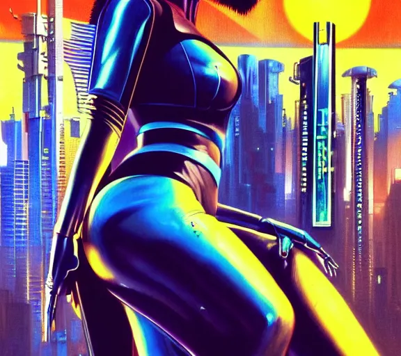 Image similar to a portrait of a cyberpunk all chrome, Night City, cyberpunk 2077, very very coherent painting, 1979 OMNI Magazine Cover, street level neo-Tokyo in Cyberpunk 2045 style by Vincent Di Fate by mark arian by artgerm, 4k, 8k, HD, trending on artstation