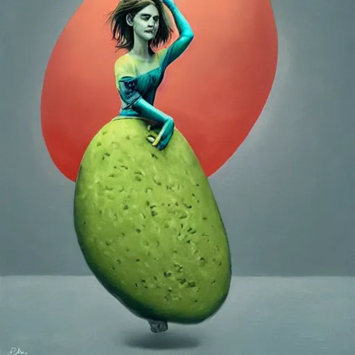 Prompt: emma watson as an avocado chair, artgerm, rutkowski, beksinski