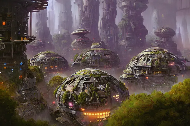 Image similar to beetpunk city on endor, hyper detailed, by alejandro burdisio,