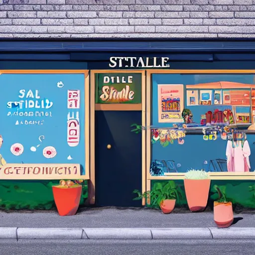 Prompt: a storefront sign saying'stable!!!! diffusion!!!! is the best!!! ', studio ghibli, 4 k, 8 k
