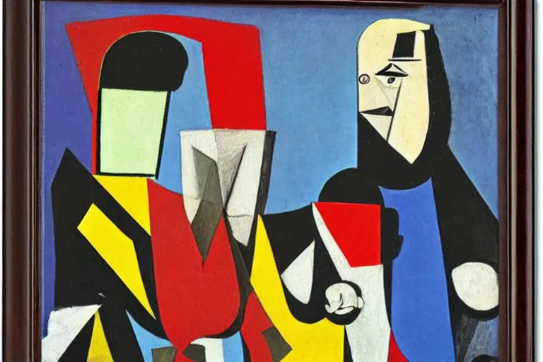 Prompt: the king of Norway, cubism by picasso