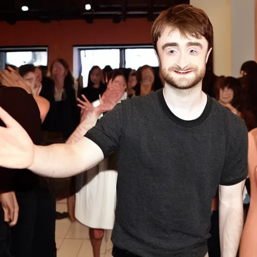 Image similar to hi daniel radcliffe at flare church, waving