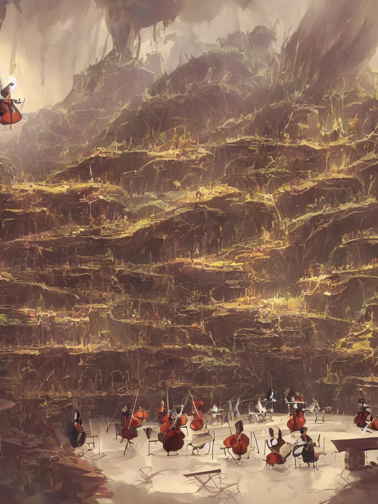 Image similar to orchestra by disney concept artists, blunt borders, rule of thirds