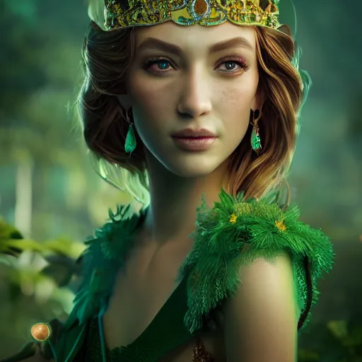 Image similar to wonderful princess of emerald with fair skin, ornate 8 k gorgeous intricate detailed, accent lighting, dramatic light, octane render