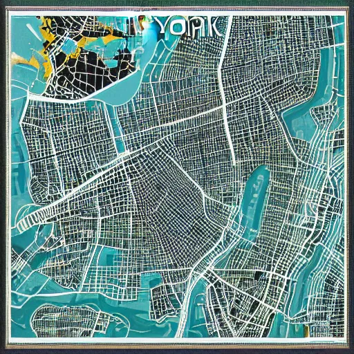 Image similar to new york map in the style of claire brewster