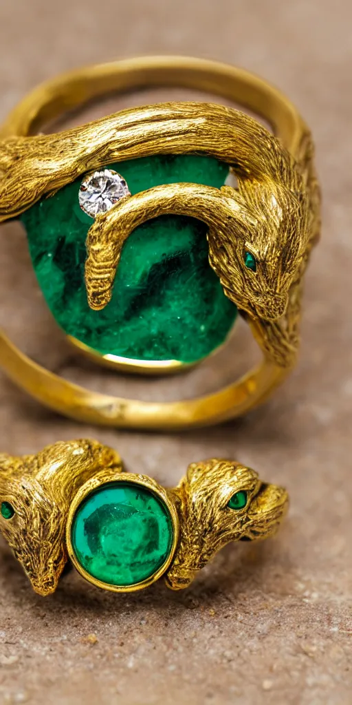 Image similar to golden ouroboros ring with emerald eyes, Nikon D810, ƒ/5.6, focal length: 60.0 mm, ISO: 200