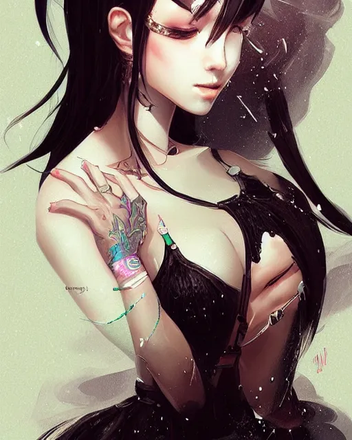 Image similar to teen girl, black hair, gorgeous, amazing, elegant, intricate, highly detailed, digital painting, artstation, concept art, sharp focus, illustration, art by Ross tran