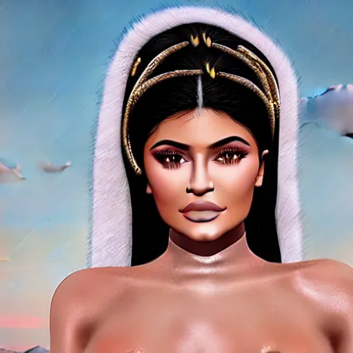 Image similar to kylie jenner as a greek goddess, photorealistic, cinematic