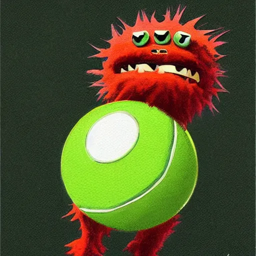Image similar to a tennis ball monsters , digital art, fantasy, magic, trending on artstation, ultra detailed, professional illustration by Basil Gogos