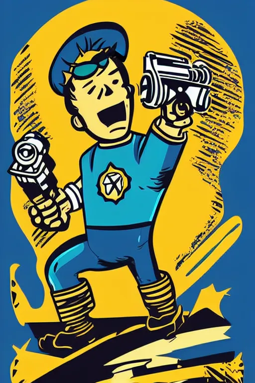 Image similar to fallout 7 6 retro futurist illustration art by butcher billy, sticker, colorful, illustration, highly detailed, simple, smooth and clean vector curves, no jagged lines, vector art, smooth andy warhol style