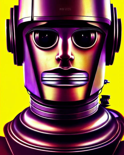 Prompt: hyper - realistic portrait of a vintage robot, gta v cover art, cel shading, sharp focus, intricate, detailed, dynamic lighting, grunge aesthetic, 4 k