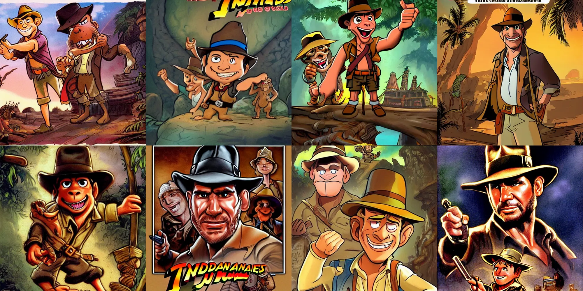 Prompt: Indiana Jones on Monkey Island, Lucasarts, in the styloe of Steve Purcell