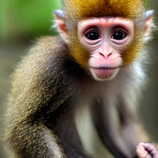 Prompt: really cute baby monkey,