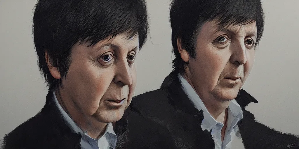 Image similar to Paul McCartney portrait, kim jung gi style, Greg Rutkowski, Zabrocki, Karlkka, Jayison Devadas, trending on Artstation, 8K, ultra wide angle, zenith view, pincushion lens effect