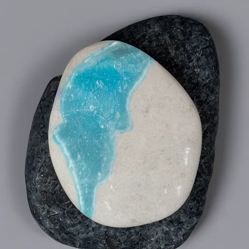 Image similar to a rock with with bluecrystlas and backcrytals and white crystals and marble