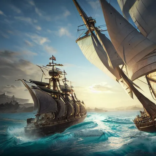 Image similar to ancient ship battle, highly detailed, photorealistic portrait, bright studio setting, studio lighting, crisp quality and light reflections, unreal engine 5 quality render