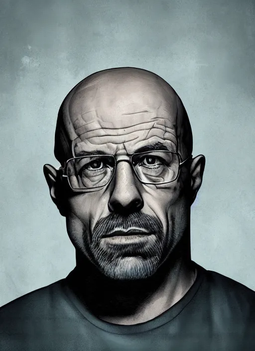 Image similar to character portrait of Joe Rogan playing Walter White, digital art, trending on artstation, 4k