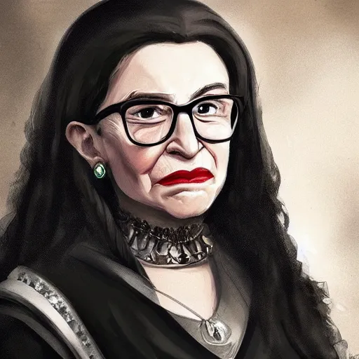 Image similar to portrait of a young ruth bader ginsberg as yennefer from the witcher