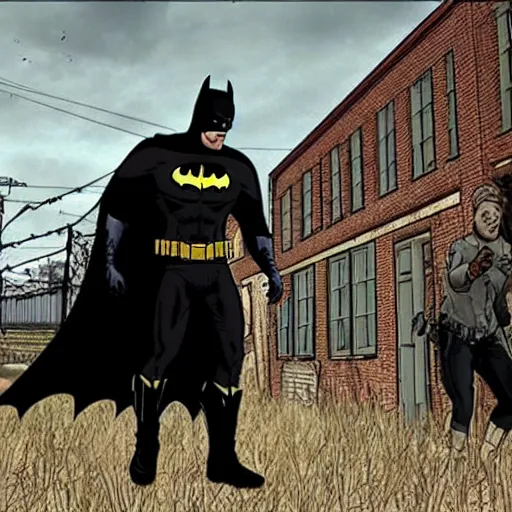 Prompt: batman in the walking dead photorealism 4 k detailed super realistic