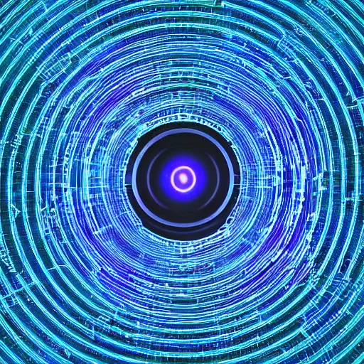 Image similar to blue circular hologram, sci - fi, ai