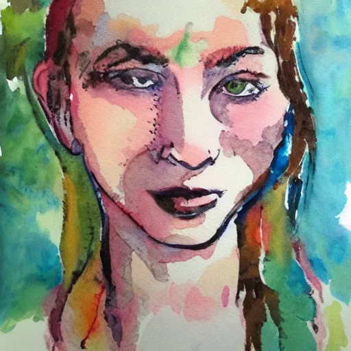 Prompt: a portrait of yourself. Water colors