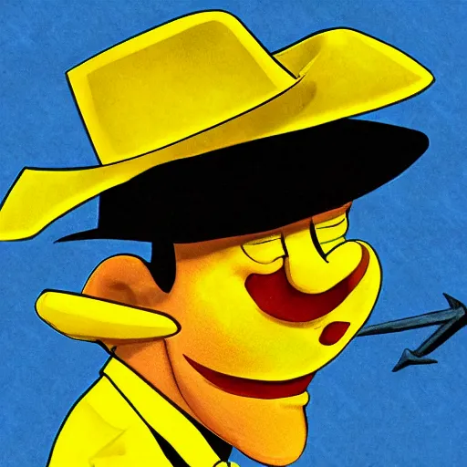 Image similar to Yellow smug man with a fedora and wings, mafia