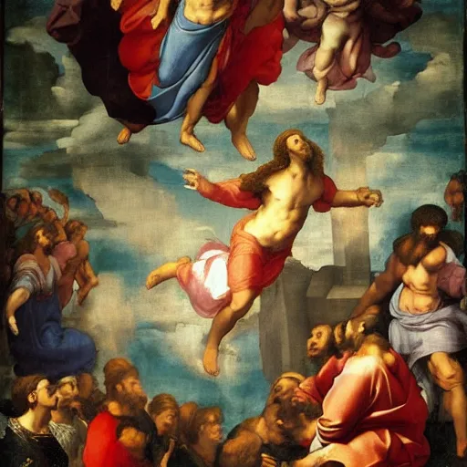 Image similar to ascension of Jesus by Raphael.