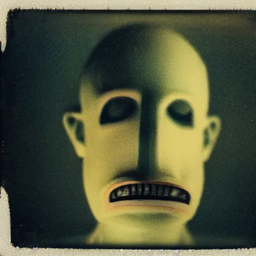 Prompt: a man with subtly distorted facial features, creepy, scary, nightmare fuel, distressing, unsettling, uncanny valley!!!, old polaroid, expired film,