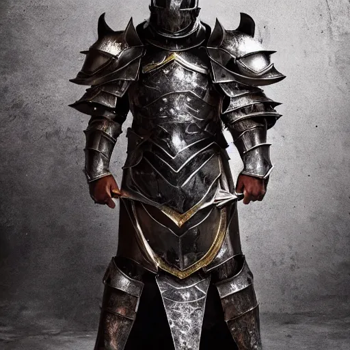 Image similar to Steve Harvey wearing dark souls armor