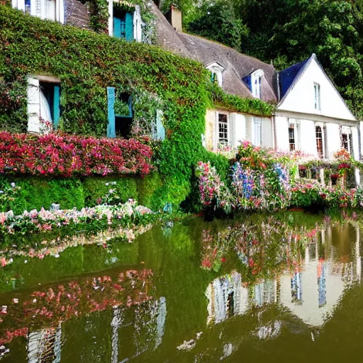 Prompt: the house of Claude Monet in the town of Giverny, France