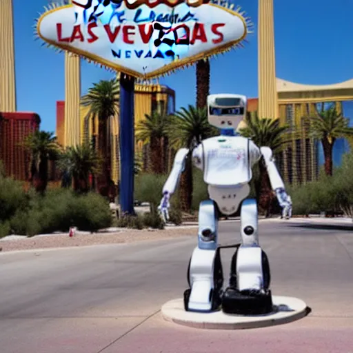 Prompt: LAS VEGAS, NV JUNE 7 2024: One of the most beloved robots to emerge from the friendly-future-technology-portal.