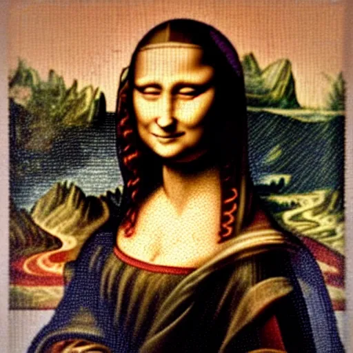 Prompt: a beautiful roman mosaic of the mona lisa