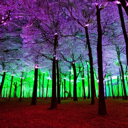 Prompt: a forest of bioluminescent trees