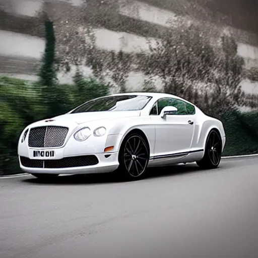 Prompt: white Bentley Continental Gt !Exploding