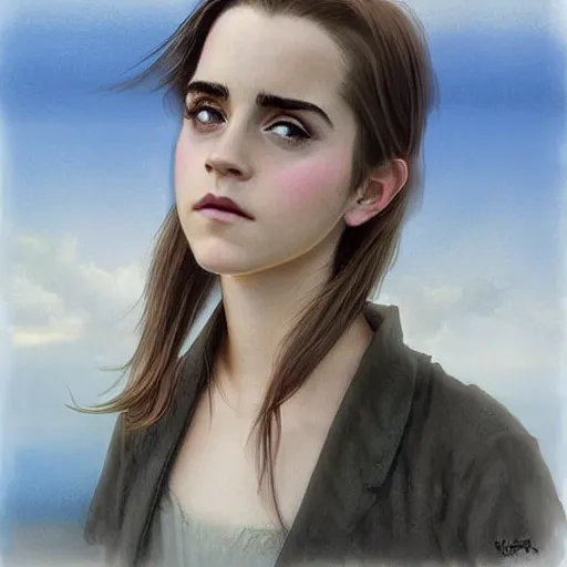 Prompt: digital art anime emma watson by by Hasui Kawase by Richard Schmid