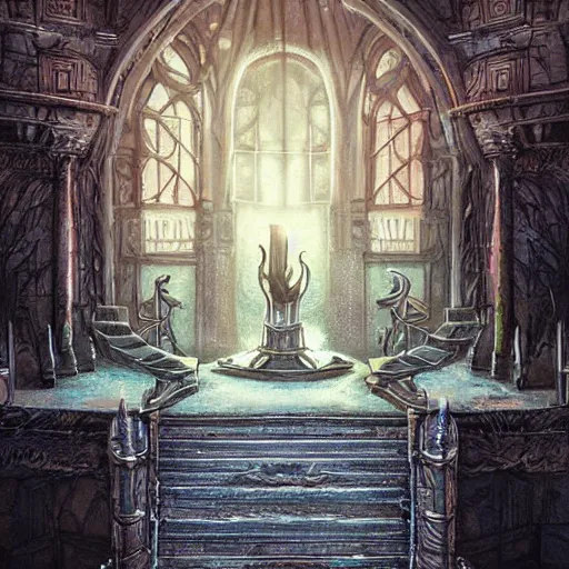 Prompt: eldritch legislature, fantasy illustration, realistic colorful photography, interior, hyperrealism, epic dramatic