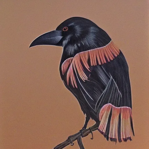 Prompt: navajo art of a crow