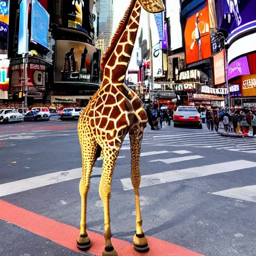 Image similar to a giraffe stand in the intersection at times square