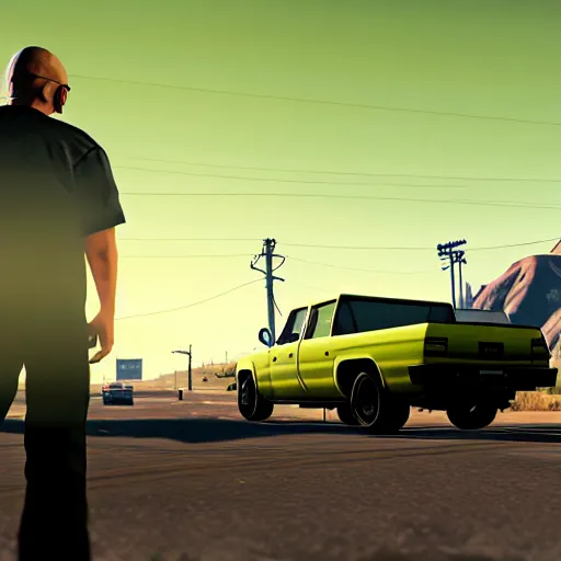 Prompt: breaking bad in gta v, global lighting, cinematic lighting, uhd.