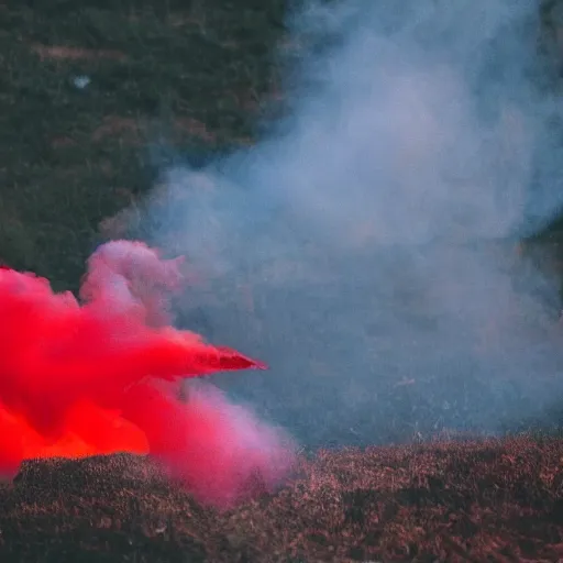 Prompt: red smoke in the shape of magical dragon