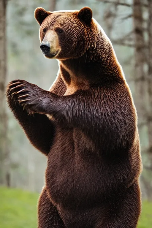 Prompt: a bear is wearing a suit, professional photography