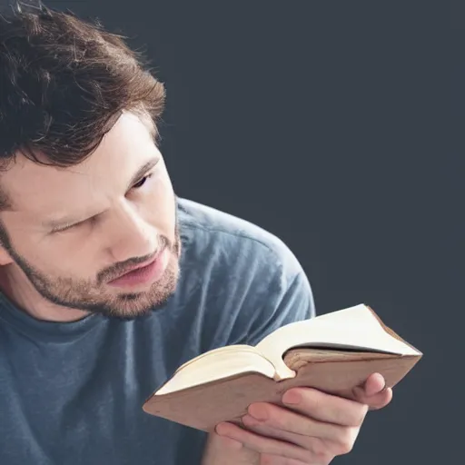 Image similar to stock photo of a man eating a book