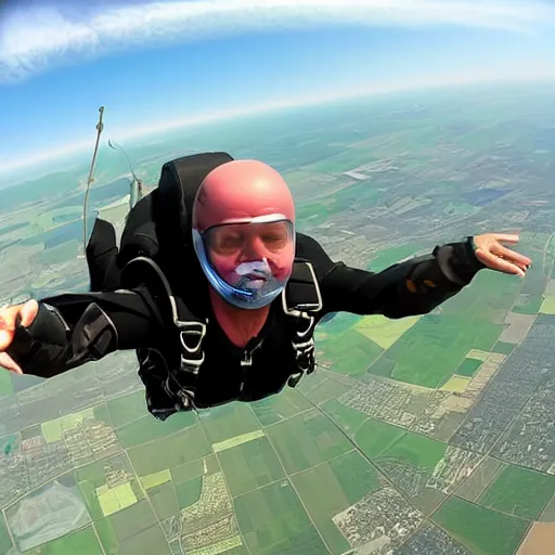 Prompt: skydiving first person perspective