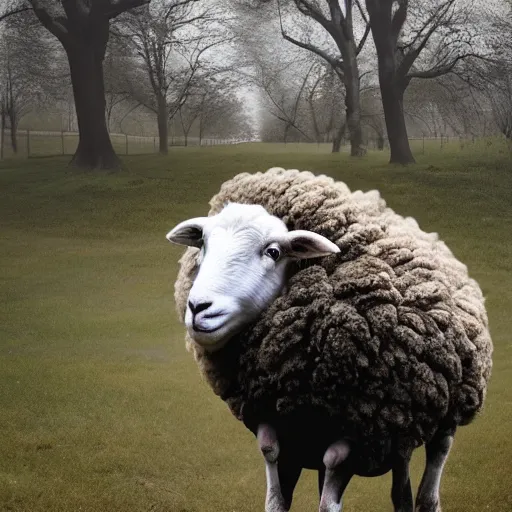 Image similar to photo hybrid of between a man and a sheep.