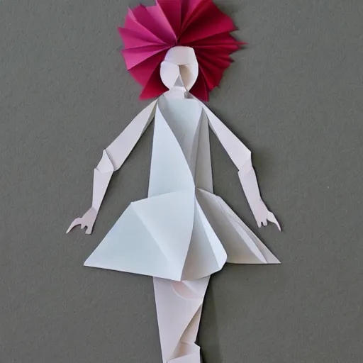 Image similar to a girl made of folded paper,