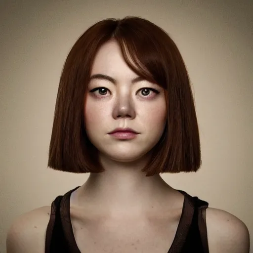 Image similar to a masterpiece portrait photo of a beautiful young woman who looks like a korean emma stone, symmetrical face